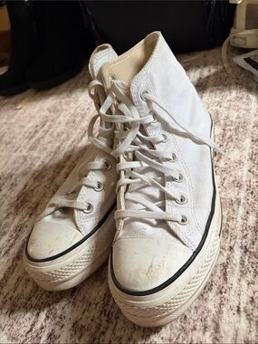 Women’s White High-Top Platform Canvas Sneakers